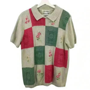 Alfred Dunner Women’s Patchwork Cottage Core Floral Shirt Size L